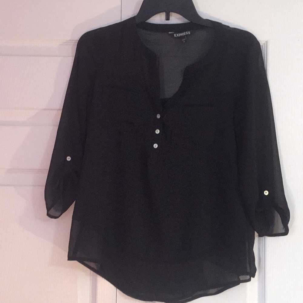 Express XS black sheer blouse